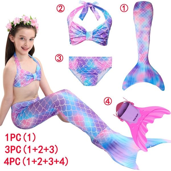 Natação Sereia Caudas Traje Crianças Sereia Maiô Bikini Set Caudas Menina