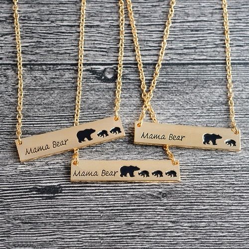 Família bonito Amor Mama e Bebê Urso Colar Bar Colar Presente do Dia das Mães Doce Presente para a M