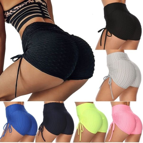 Verão Nova Moda Feminina Esportes Calções De Fitness Arco Casual push up Shorts