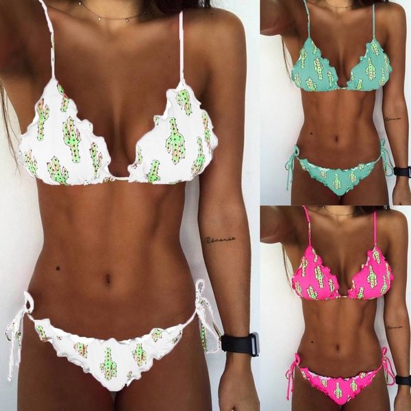 Sexy beachwear push up sutiã bandage biquíni conjunto swimsuit swimwear 2 peça